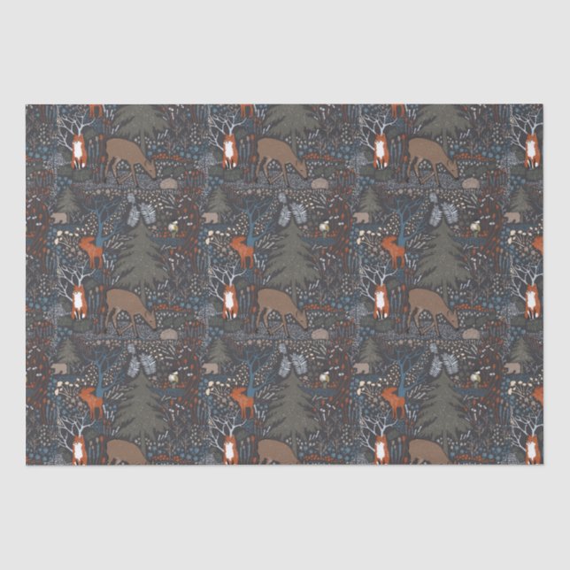 Papier Mousseline Bois Animaux Bois d'hiver (Recto)
