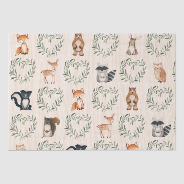 Papier Mousseline Bois Bébé Forêt Animal (Recto)
