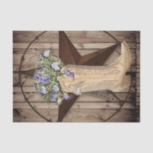 Papier Mousseline bois de grange rustique étoile western cowboy fleu