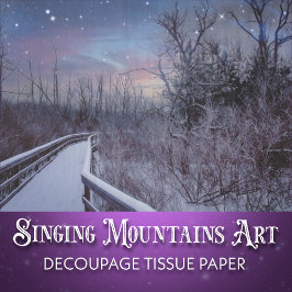 Papier Mousseline Bois enneigés magnifiques Découpage d'hiver rustiq