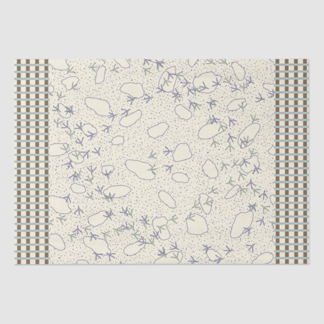 Papier Mousseline Bois et algues Plaid Bird Traces Papier de Tissu (Recto)