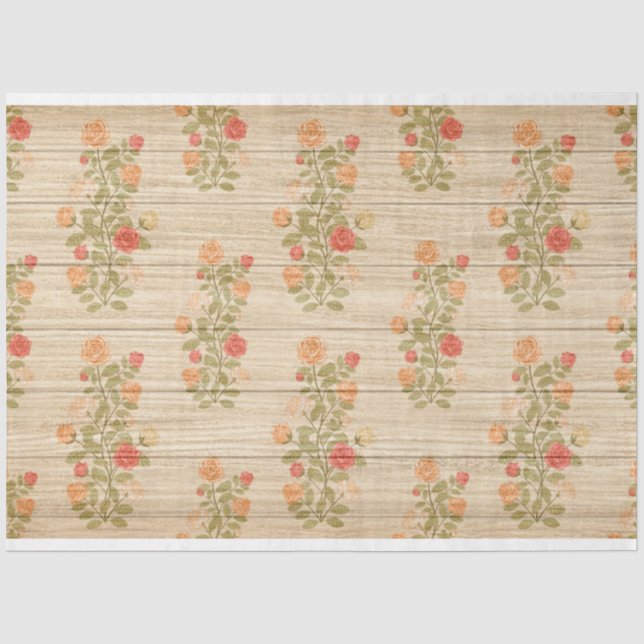 Papier Mousseline Bois Floral Moderne Papier Tissu Populaire (Recto)