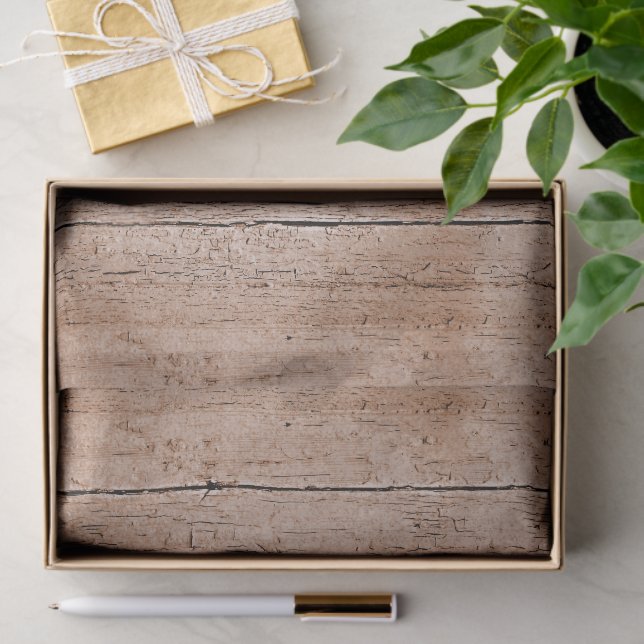 Papier Mousseline Bois Patiné (Cadeau)