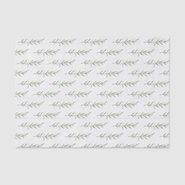 Papier Mousseline Bois rustique & Botanique Vert Feuille Mariage (Recto)