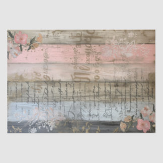 Papier Mousseline Bois rustique, Fleurs Pastel Découpage