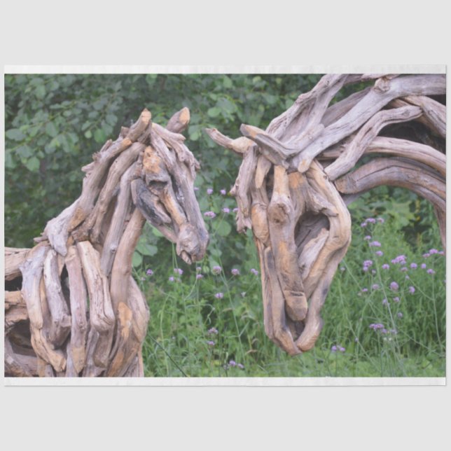 Papier Mousseline bois sculpture de cheval papier de tissu (Recto)