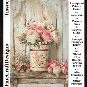 Papier Mousseline Boîte de Fleurs Vintage et Pivoines Rustiques Déco
