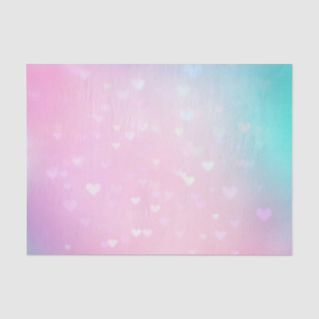 Papier Mousseline Bokeh Coeurs rose pâle Anniversaire (Recto)