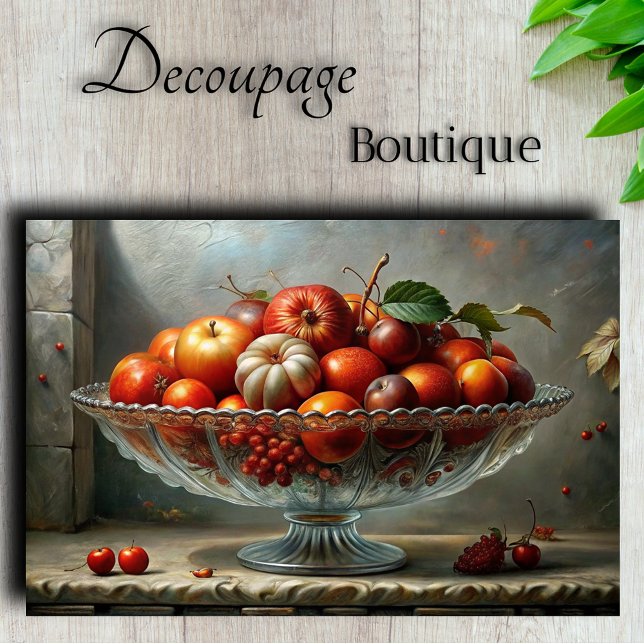 Papier Mousseline Bol de fruits classique Découpage de vie morte (Classical Fruit bowl Still Life Decoupage Tissue Paper)