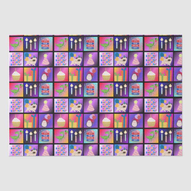 Papier Mousseline Bon papier d'emballage d'anniversaire (Recto)