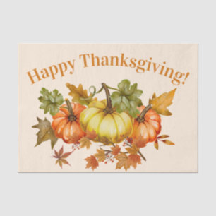 Papier Mousseline Bon thanksgiving aquarelle Citrouilles et Feuilles