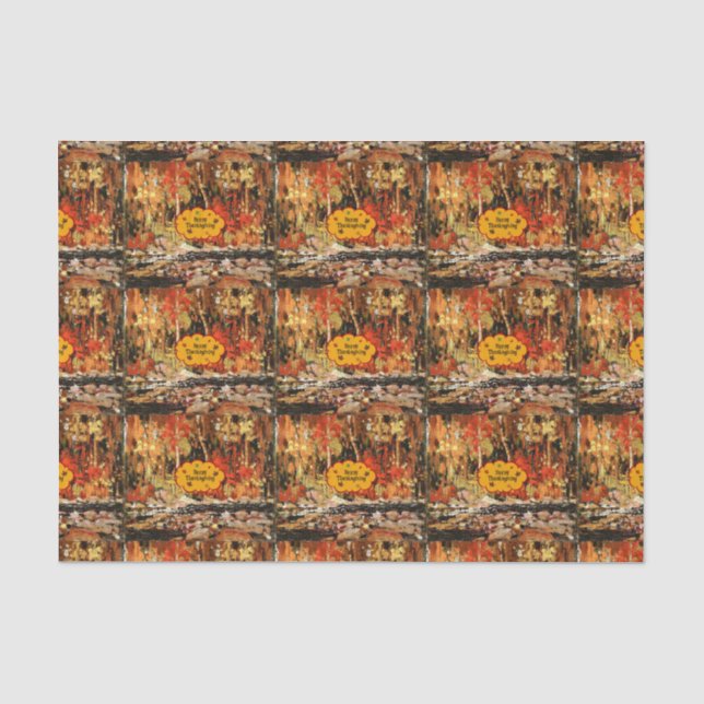 Papier Mousseline "Bon thanksgiving", couleurs d'automne (Recto)