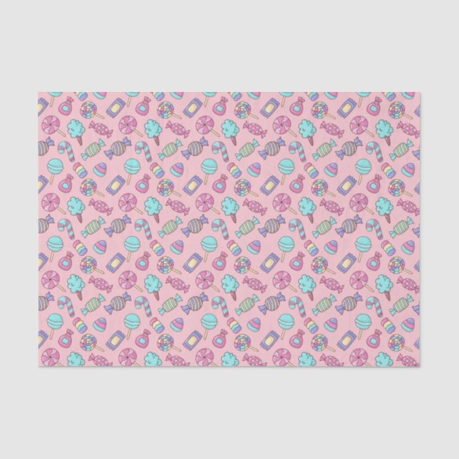 Papier Mousseline Bonbons de déco rose (Recto)