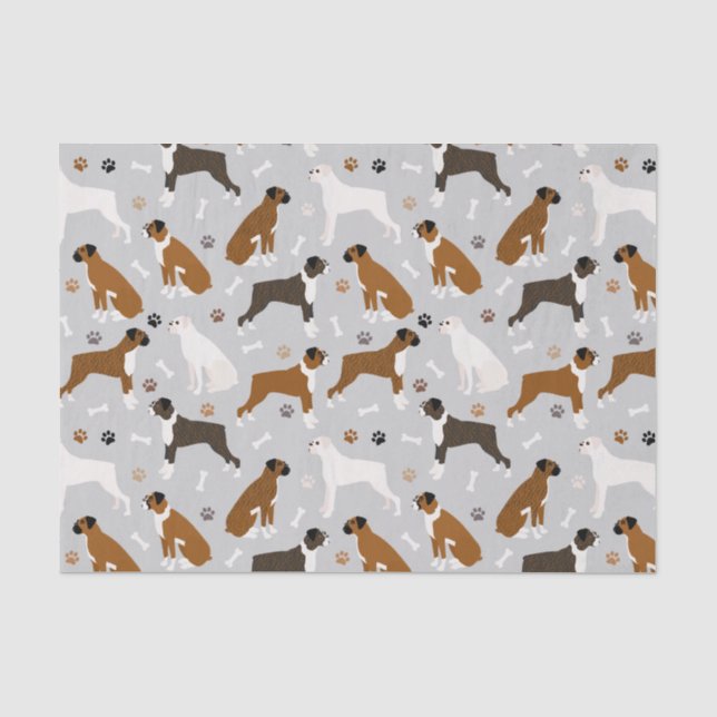 Papier Mousseline Bones et pattes de chien de boxe (Recto)
