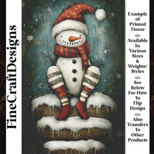 Papier Mousseline Bonhomme de neige amusant avec chapeau et bottes r