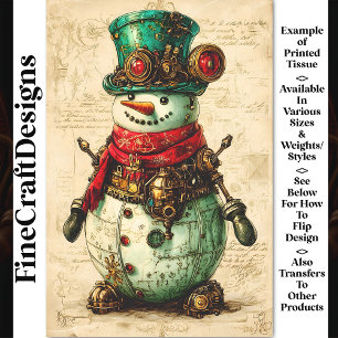 Papier Mousseline Bonhomme de neige festif ambiance Steampunk BL1 Dé