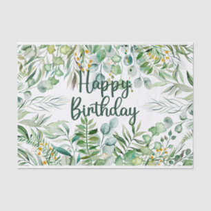 Papier Mousseline Bonne aquarelle d'anniversaire Eucalyptus Feuilles