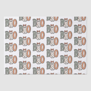 Papier Mousseline Boo Ghost Orange Green Cute Blanc Halloween