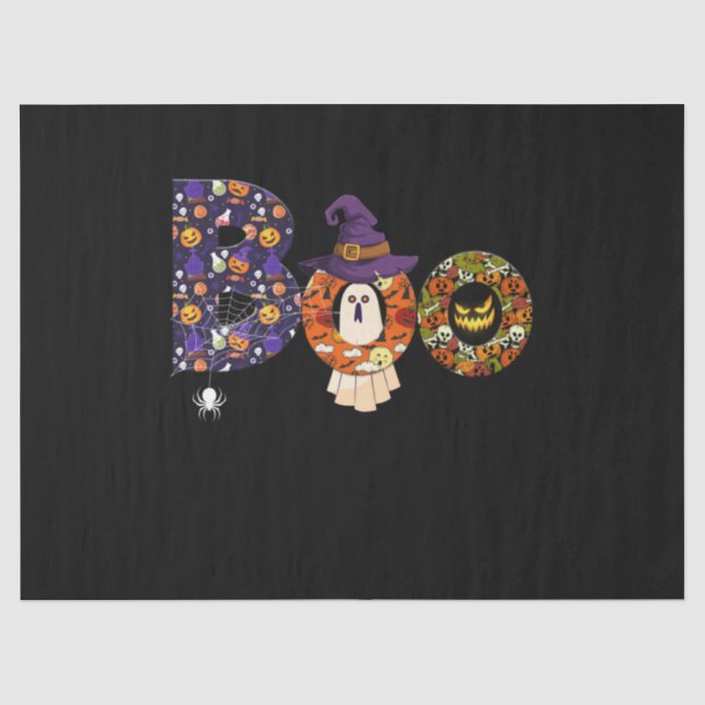 Papier Mousseline Boo Halloween Costume Spiders, Ghosts, Pumkin (Recto)