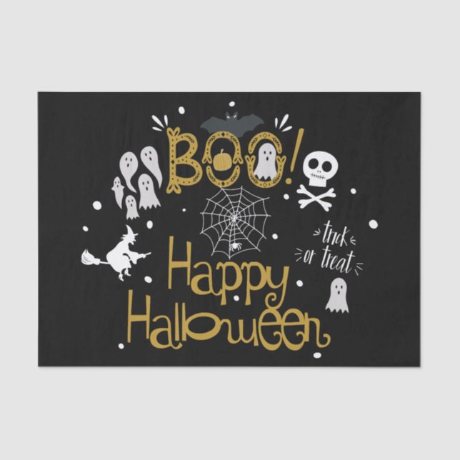 Papier Mousseline Boo Happy Halloween Whimsical Custom Cadeau Envelo (Recto)