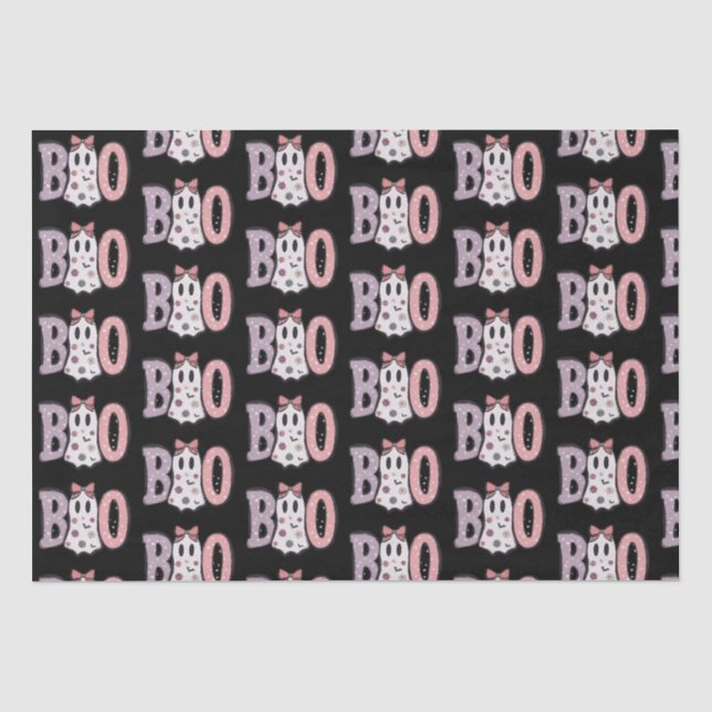 Papier Mousseline Boom Fantôme violet rose mou noir Halloween (Recto)