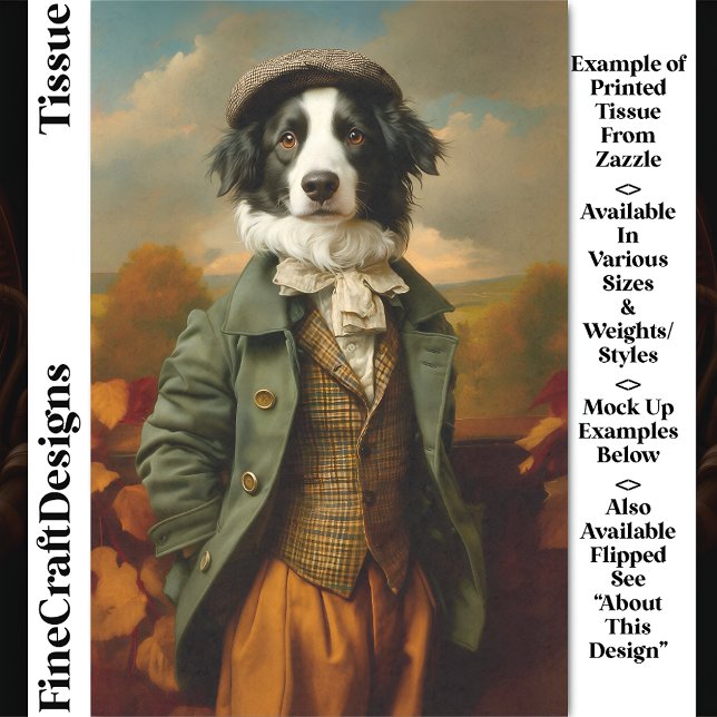 Papier Mousseline Bordure Collie Chien En Automne/Automne DV9L Décou (Créateur téléchargé)