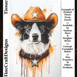 Papier Mousseline Bordure Collie Cowboy Sheriff Chien DP4 Découpage