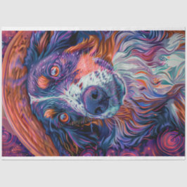 Papier Mousseline Bordure Collie Van Gogh Peinture Découpage