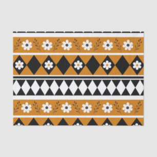 Papier Mousseline Bordure Fleur Diamant Boho Motif Floral