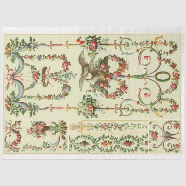 Papier Mousseline Bordures florales victoriennes papier découpage (Recto)