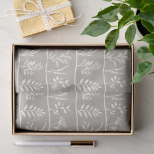 Papier Mousseline Botanic Serenade Taupe Doux Silhouettes Minimalist