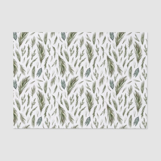 Papier Mousseline Botanique de forêt simple Aquarelle Noël (Recto)