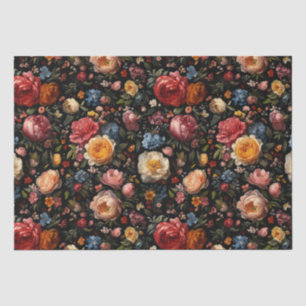 Papier Mousseline Botanique Noire Floral Moody Baroque Antique Néerl