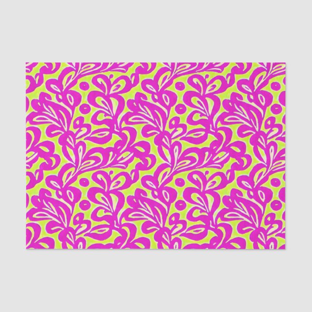 Papier Mousseline Botanique rose et jaune vif (Recto)