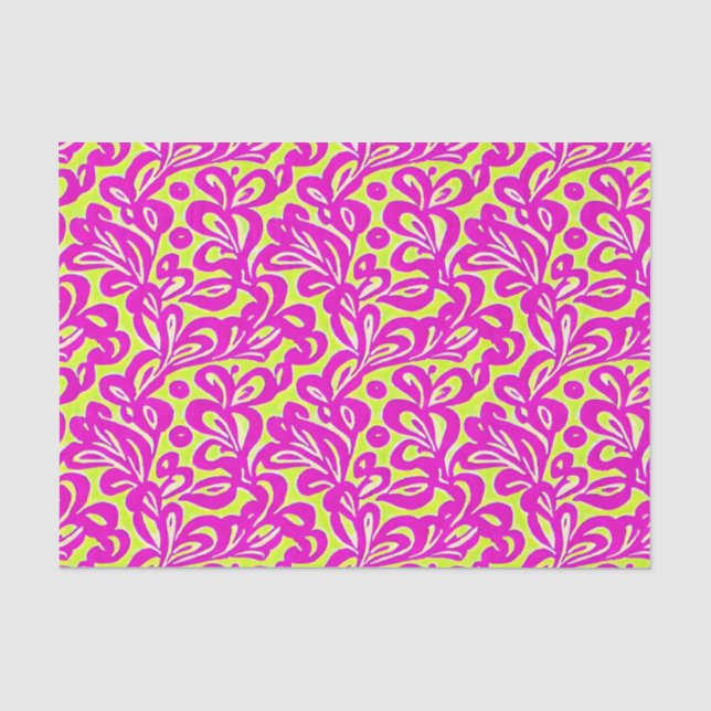 Papier Mousseline Botanique rose et jaune vif (Recto)