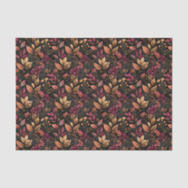Papier Mousseline Botaniques Florales Aquarelle Noir Bourgogne Or 