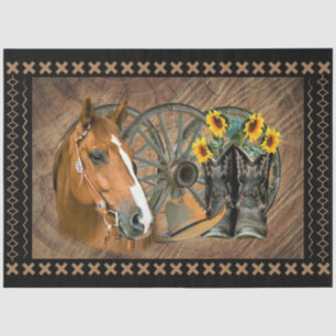 Papier Mousseline Botte de Cheval Cowboy Casquette
