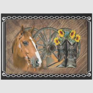 Papier Mousseline Botte de cowboy du cheval occidental Casquette rou