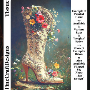 Papier Mousseline Botte de cowgirl à fleur sauvage ornée DG1RF Décou