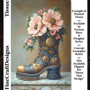 Papier Mousseline Botte Extrême Steampunk Amusante, Découpage Floral