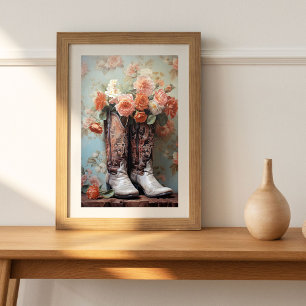 Papier Mousseline Bottes de cowboy en découpage à texture florale vi