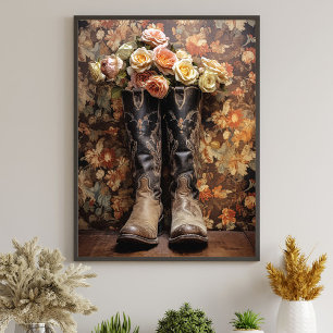 Papier Mousseline Bottes de cowboy florales de mariage vintage décou