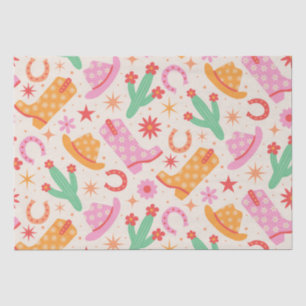 Papier Mousseline Bottes et chapeaux de cowgirl groovy avec motif de