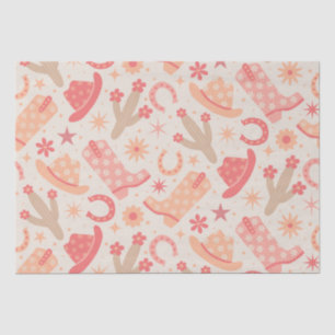 Papier Mousseline Bottes et chapeaux de cowgirl groovy Peach Fuzz