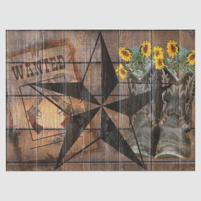 Papier Mousseline Bottes Russe Texas Star Western Pistol Cowboy (Recto)