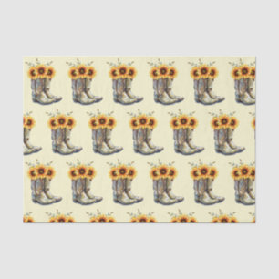 Papier Mousseline Bottes rustiques Cowboy avec Motif Sunflower