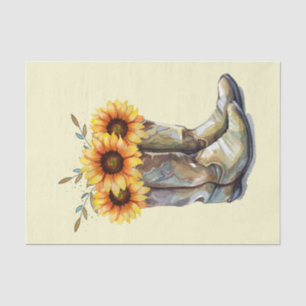 Papier Mousseline Bottes rustiques Cowboy avec tournesol
