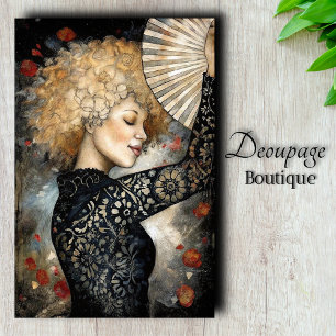 Papier Mousseline Boucles dorées et dentelle de minuit en découpage
