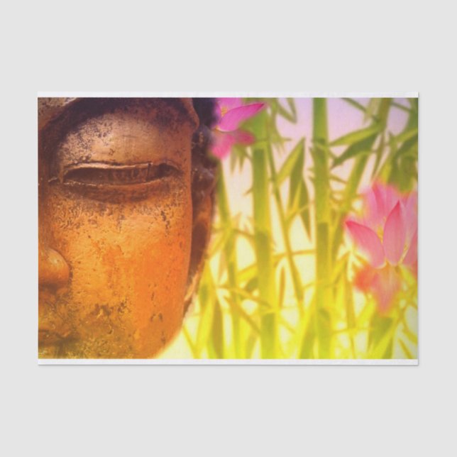 Papier Mousseline Bouddha et bambou lumineux et vibrant (Recto)