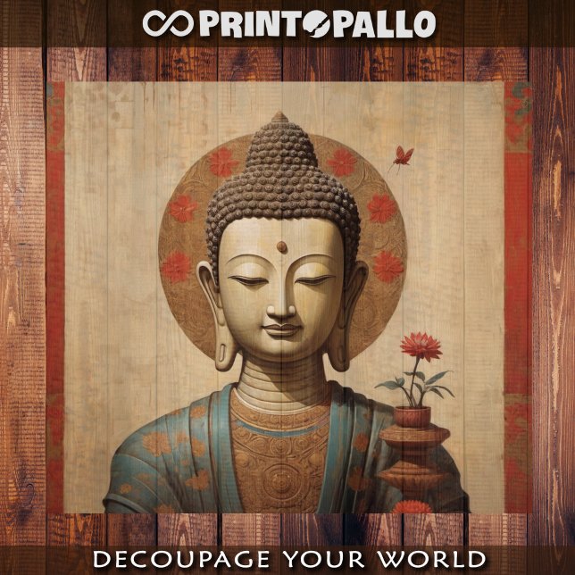 Papier Mousseline Bouddha indien en parchemin fleuri (Créateur téléchargé)